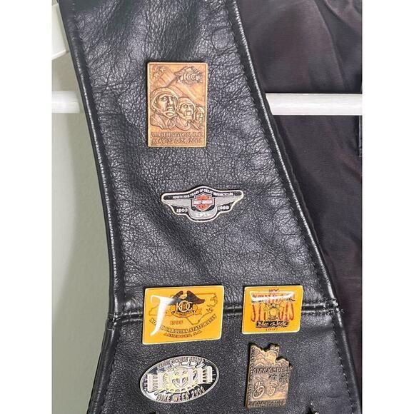 Harley Davidson HOG Harley Owners Group Patches & Pins Leather Vest Black Size S - Picture 5 of 10